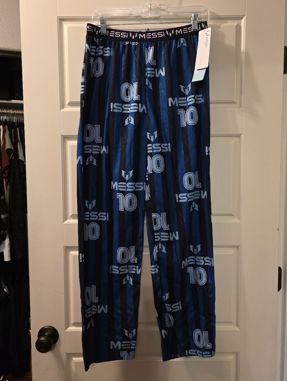 Boys Messi Blue Pajama Pants Size 16/18